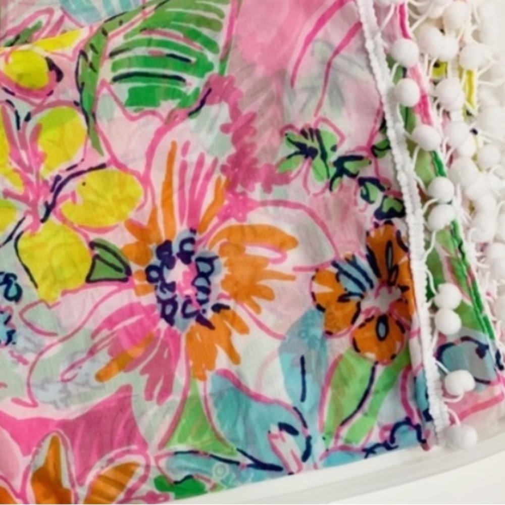 Lilly Pullitzer Target Nosey Posie Scarf With Pom Poms Swim Cover-Up - Picture 9 of 9